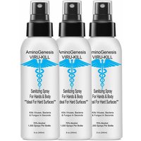 AminoGenesis Viru-Kill Sanitizing Spray with 70% Alcohol, 8 oz x 3 Bottles