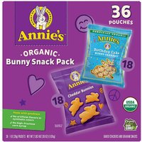 Annies Organic Bunny Snack Pack, Baked Crackers & Graham Snacks, Variety Pack, 1.07 oz x 36 ct