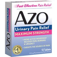 AZO Urinary Pain Relief Maximum Strength, 12 Tablets, i-Health, Inc.