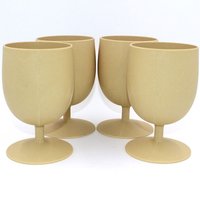 Bamboo Eco Goblet 15 oz Almond, 4 Goblets, EcoSouLife