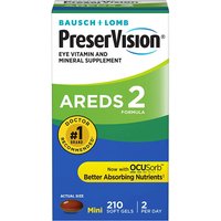 Bausch + Lomb PreserVision AREDS 2 Formula, Eye Vitamin & Mineral Supplement, 210 Mini Softgels
