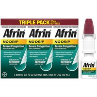Bayer Afrin No Drip Severe Congestion 12 Hour Nasal Spray, 3 Bottles x 20 ml