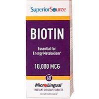 Biotin 10,000 mcg, 60 Instant Dissolve Tablets, Superior Source