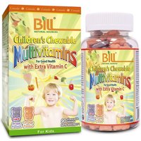 Childrens Chewable Multivitamins with Extra Vitamin C, Orange & Grape Flavours, 90 Tablets, Bill Natural Sources