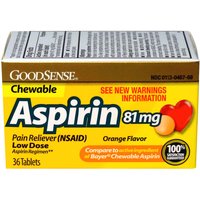 Childrens Chewable Aspirin 81 mg, Orange Flavor, 36 Tablets, GoodSense