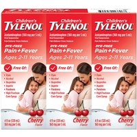 Childrens Tylenol Acetaminophen Oral Suspension, Cherry Flavor, 4 oz x 3 Bottles