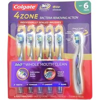 Colgate 360 Advanced 4 Zone Toothbrushes - Soft, 6 Pack