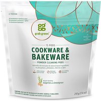 Cookware & Bakeware Powder Cleaner Pods, Tangerine with Lemongrass, 15 Pods, 7.4 oz (210 g), Grab Green