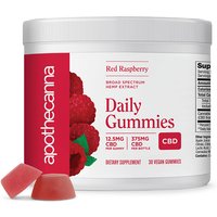 Daily CBD Gummies - Red Raspberry, 30 Vegan Gummies, Apothecanna