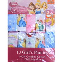 Disney Princess Girls Cotton Panties, Size 2T-3T, 10 Pack