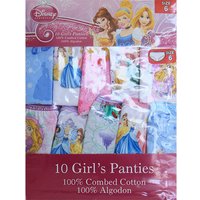 Disney Princess Girls Cotton Panties, Size 6, 10 Pack