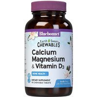 EarthSweet Chewables Calcium Magnesium & Vitamin D3, Vanilla Flavor, 90 Chewable Tablets, Bluebonnet Nutrition
