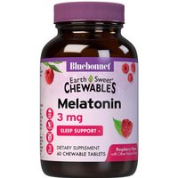 EarthSweet Chewables Melatonin 3 mg, Raspberry Flavor, 60 Chewable Tablets, Bluebonnet Nutrition