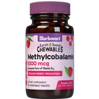EarthSweet Chewables Cellular Active Methylcobalamin Vitamin B12 1000 mcg, Raspberry Flavor, 60 Chewable Tablets, Bluebonnet Nutrition