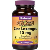 EarthSweet Chewables Zinc Lozenges 15 mg, Orange Flavor, 60 Lozenges, Bluebonnet Nutrition