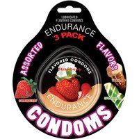Endurance Condoms - Assorted Flavored, 3 Pack Discs, Hott Products