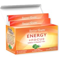 Energy + Focus Gum (Caffeine + L-Theanine + Vitamin B12), 60 Pieces, BetterGum