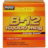 Energy Shot B-12 10,000 mcg, 15 ml x 12 Liquid Shots, NOW Foods