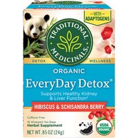 Organic Everyday Detox Tea, Hibiscus & Schisandra Berry, 16 Tea Bags, Traditional Medicinals Teas