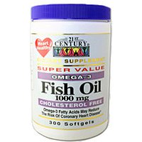 Fish Oil 1000 mg Omega-3 300 Softgels, 21st Century Health Care