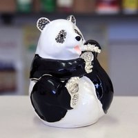 Giant Panda Gilt Jewelry Gift Box with Fine Crystals