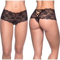 Goodnight Kiss Lace Crotchless Boyshort, Black, 1X/2X, Oh La La Cheri Lingerie