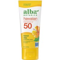Hawaiian Sunscreen Lotion SPF 50, Island Vibe, 3 oz, Alba Botani