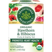 Organic Hawthorn & Hibiscus Tea, 16 Tea Bags, Traditional Medicinals Teas