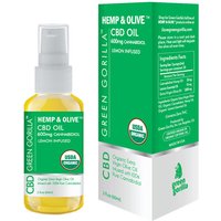 Hemp & Olive Pure CBD Oil 600 mg, Lemon Flavor, 2 oz, Green Gorilla