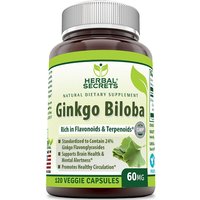 Herbal Secrets Ginkgo Biloba 60 mg, 120 Veggie Capsules, Amazing Nutrition