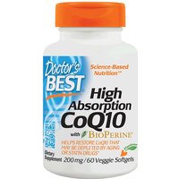 High Absorption CoQ10 200 mg, Naturally Fermented, 60 Vegetarian Softgels, Doctors Best