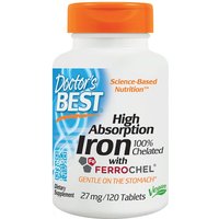 High Absorption Iron 100% Chelated 27 mg, 120 Tablets, Doctors Best