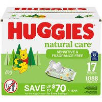Huggies Natural Care Sensitive Baby Wipes, Fragrance Free, 1088 ct