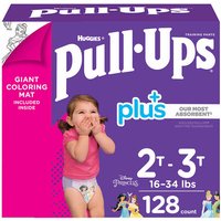 Huggies Pull-Ups Plus Training Pants For Girls, Size 2T-3T, 128 Count