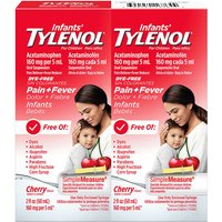 Infants Tylenol Acetaminophen Oral Suspension, Cherry Flavor, 60 ml x 2 Bottles