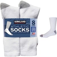 Kirkland Signature Mens Athletic Socks - White, 8 Pair