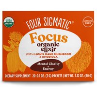 Focus Organic Elixir Mix with Lions Mane Mushroom & Rhodiola, 20 Packets, Four Sigmatic