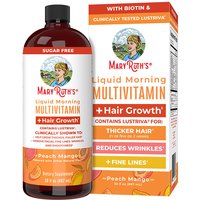 Liquid Morning Multivitamin + Hair Growth, Peach Mango, 30 oz (887 ml), MaryRuths