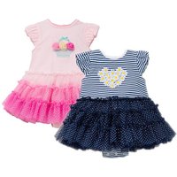 Little Me Girls Tutu Popover 2-Pack, Pink/Navy