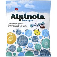 Lozenges with Honey, Menthol, Essential Herbal Oil & Vitamin C, 17 Lozenges, Alpinola