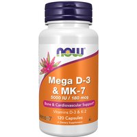 Mega D-3 & MK-7, Vitamins D3 & K2, Value Size, 120 Capsules, NOW Foods