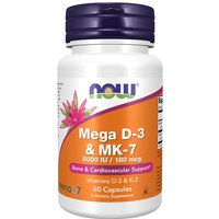 Mega D-3 & MK-7, Vitamins D3 & K2, 60 Capsules, NOW Foods