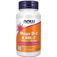 Mega D-3 & MK-7, Vitamins D3 & K2, 90 Capsules, NOW Foods