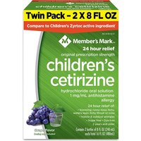 Members Mark Childrens Cetirizine Allergy Relief Oral Solution, Sugar-Free Grape Flavor, 16 oz (480 ml)