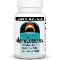 MethylCobalamin 1 mg Cherry Flavored Vitamin B-12, 240 Lozenges, Source Naturals