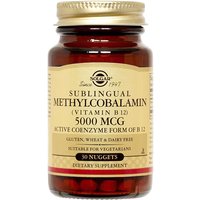 Methylcobalamin 5000 mcg, Sublingual Vitamin B12, 60 Nuggets, Solgar