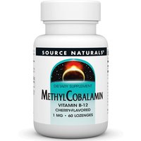 MethylCobalamin 1 mg Cherry Flavored Vitamin B-12, 60 Lozenges, Source Naturals
