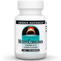 MethylCobalamin 1 mg Cherry Flavored Vitamin B-12, 120 Lozenges, Source Naturals