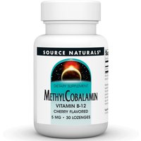 MethylCobalamin 5 mg Cherry Flavored Vitamin B-12, 30 Lozenges, Source Naturals