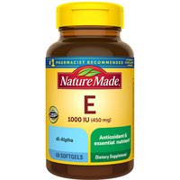 Nature Made Vitamin E 1000 IU (450 mg) Dl-Alpha, 60 Softgels